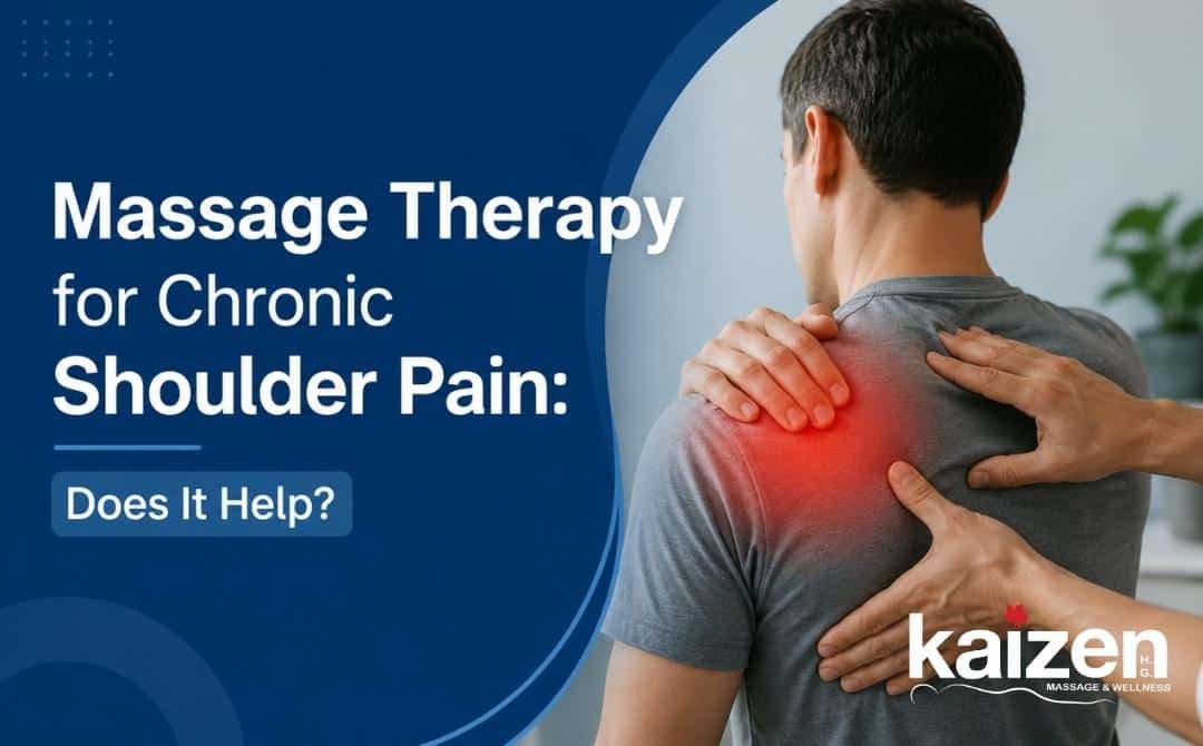 Massage therapist treating chronic shoulder pain to improve mobility and relieve muscle tension