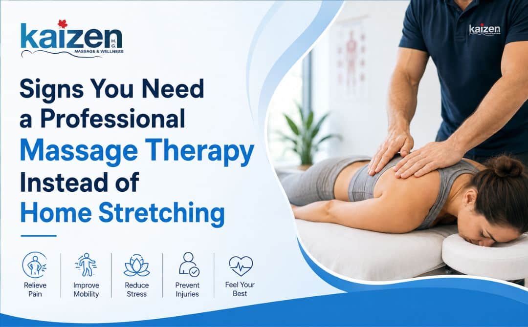 Illustration representing the decision for professional massage therapy featured by Kaizen Health Group