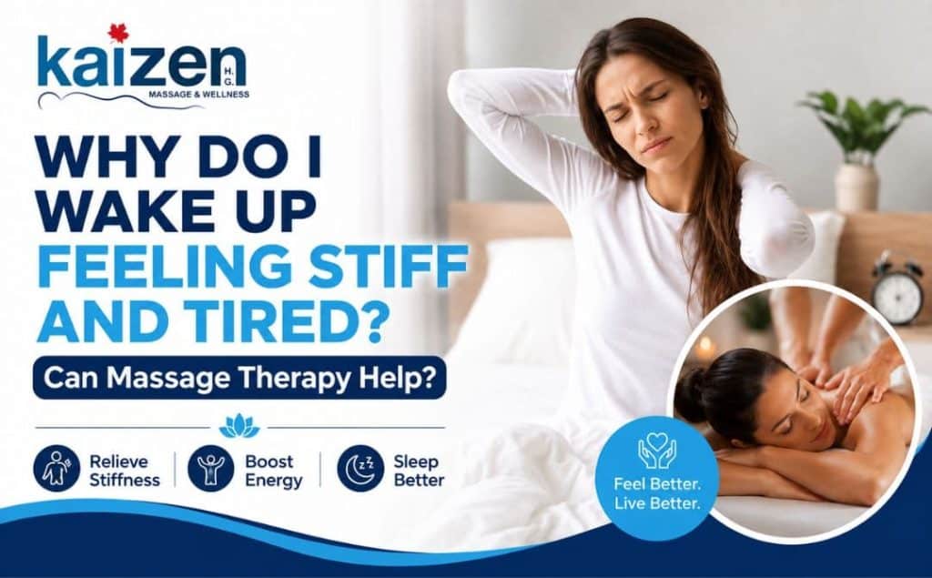 Featured image for Kaizen Health Group article on waking stiff and how massage therapy may help